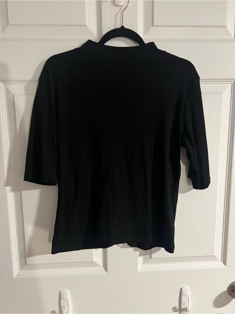 Women's Black Short-Sleeve Mock Neck Tee